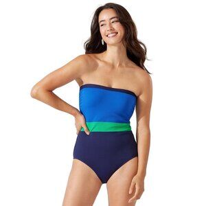 Tommy Bahama Size 16 Island Cays Color Block Bandeau One Piece Swimsuit iNEW